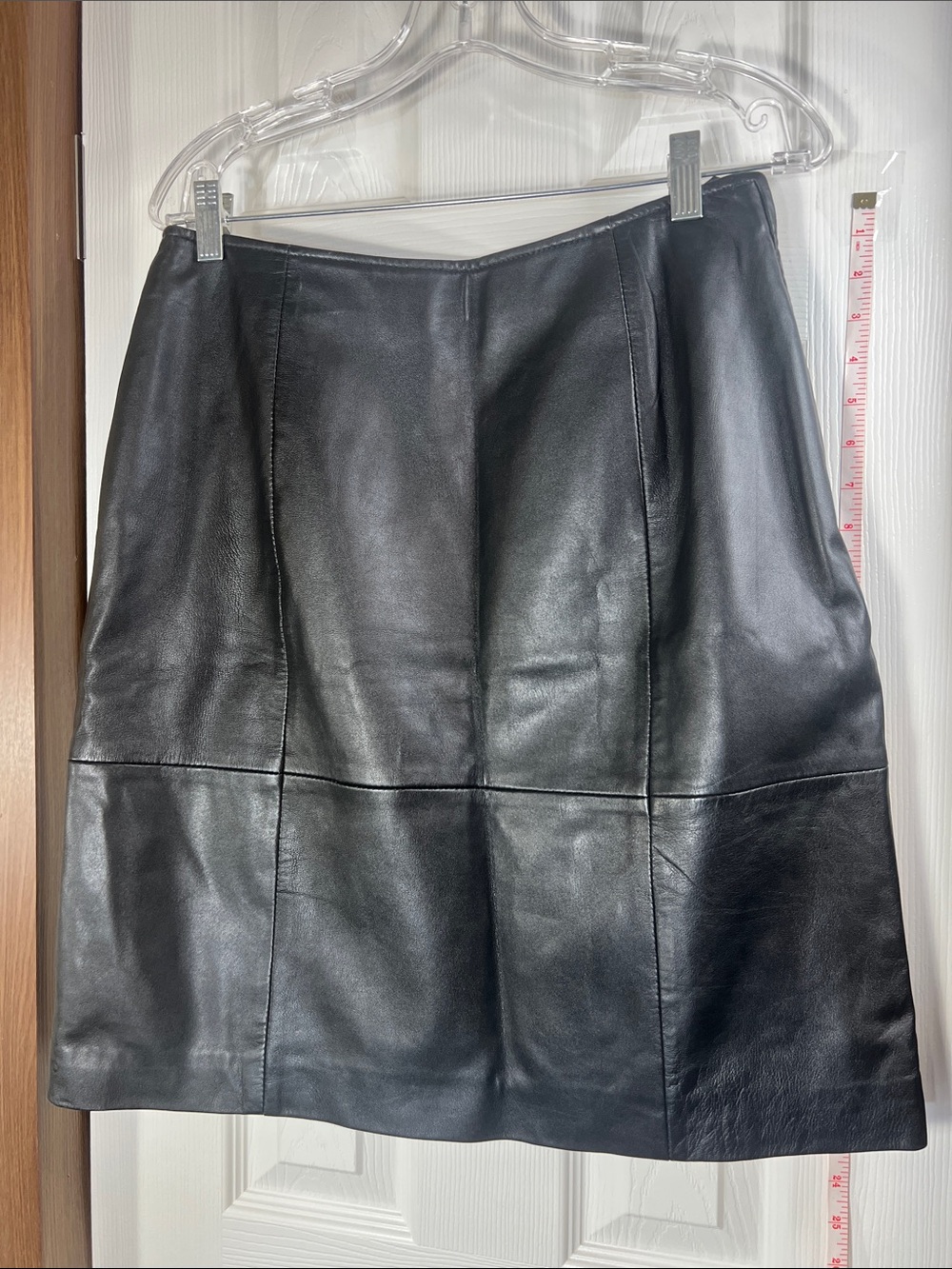 Harve Benard Black Leather A-Line Skirt